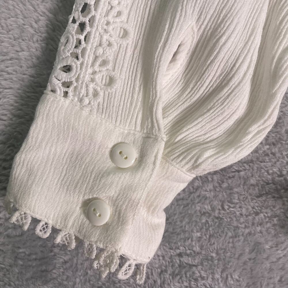 Venus Lace Trim Peplum Blouse Womens 10 White Boho Cottagecore Romantic Top - Picture 7 of 7